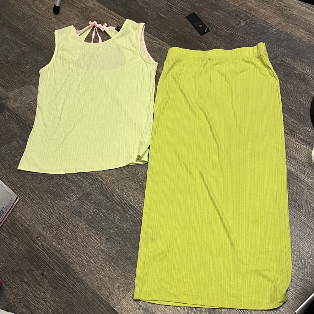 W5 Lime Green Skirt Set